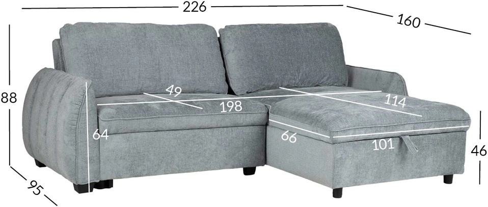 Home4You Kampinė sofa-lova CLOUD melsvai žalia