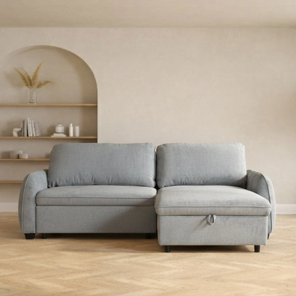 Home4You Kampinė sofa-lova CLOUD melsvai žalia