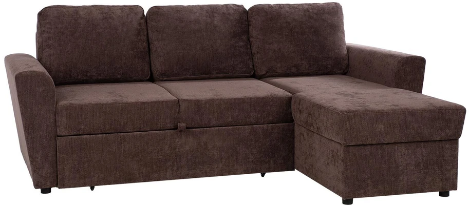 Home4You Kampinė sofa-lova su daiktadėže, ruda, 217 x 92/160 x 88 cm