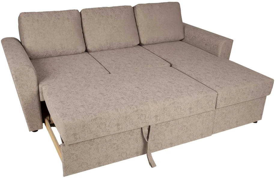 Home4You Kampinė sofa-lova INGA, smėlio spalvos