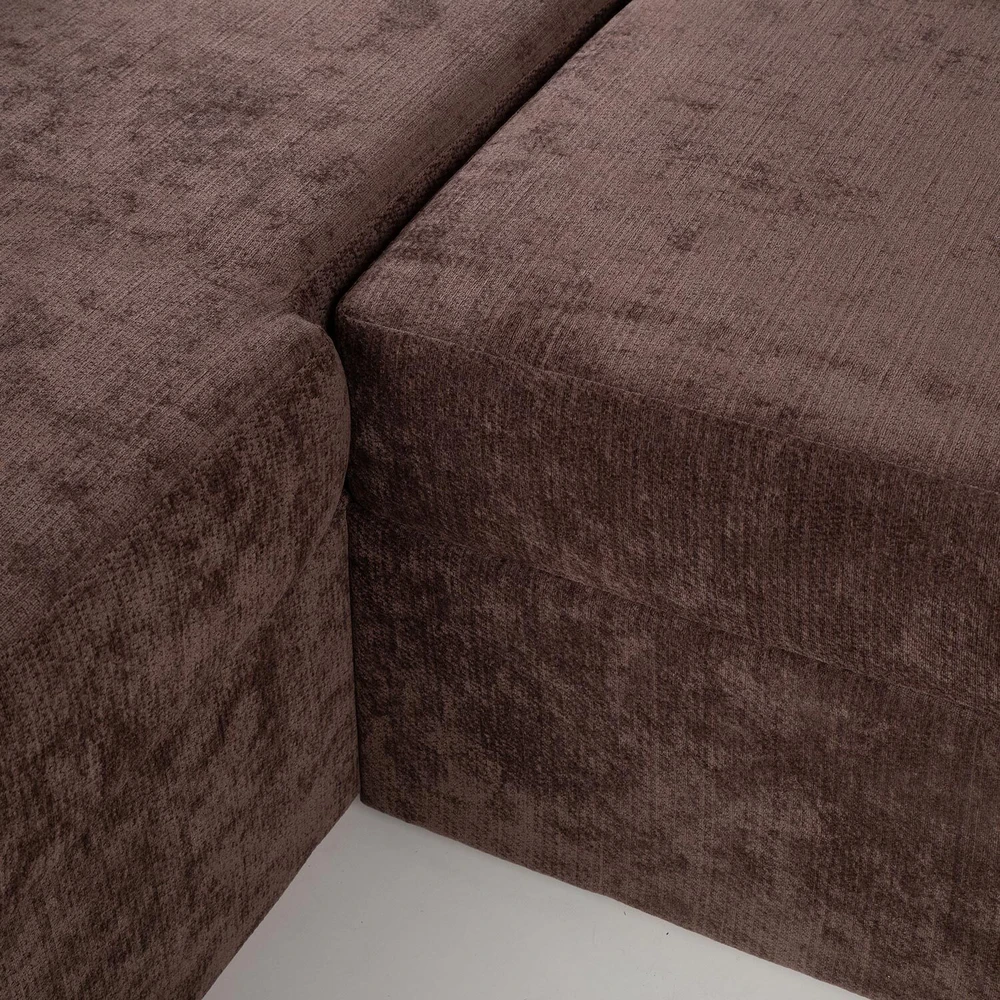 Home4You Kampinė sofa-lova su daiktadėže, ruda, 217 x 92/160 x 88 cm