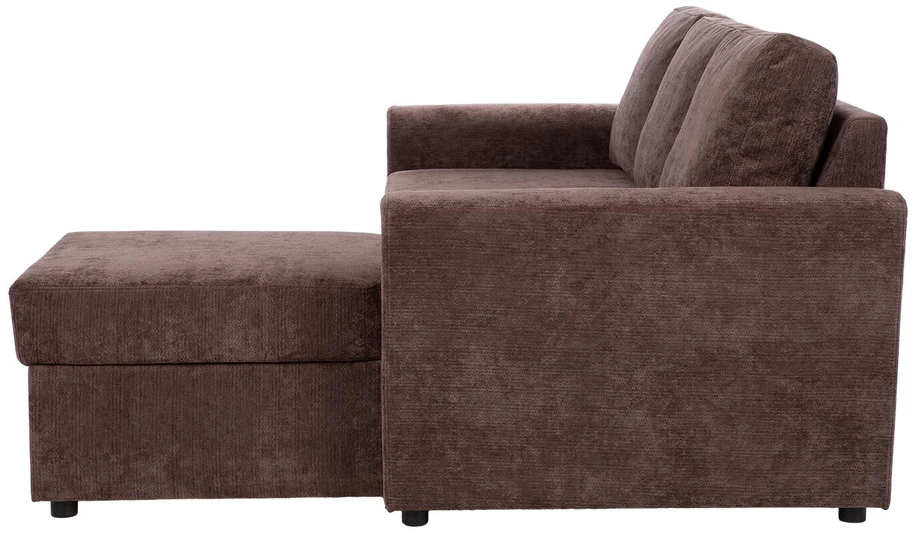 Home4You Kampinė sofa-lova su daiktadėže, ruda, 217 x 92/160 x 88 cm