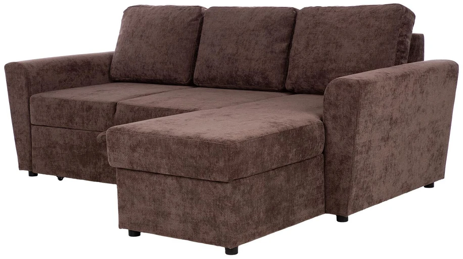Home4You Kampinė sofa-lova su daiktadėže, ruda, 217 x 92/160 x 88 cm