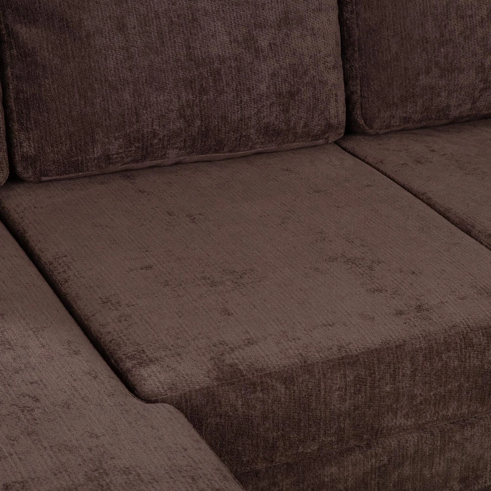 Home4You Kampinė sofa-lova su daiktadėže, ruda, 217 x 92/160 x 88 cm