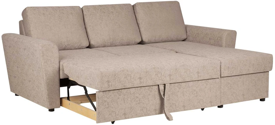 Home4You Kampinė sofa-lova INGA, smėlio spalvos