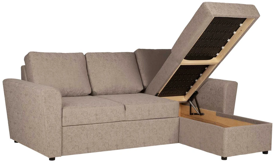 Home4You Kampinė sofa-lova INGA, smėlio spalvos