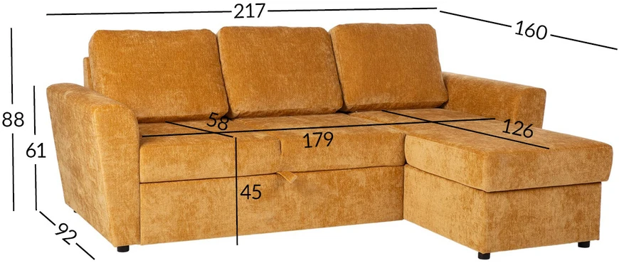 Home4You Kampinė sofa-lova INGA geltona