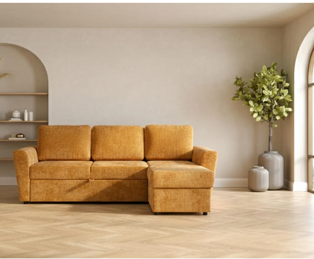 Home4You Kampinė sofa-lova INGA geltona