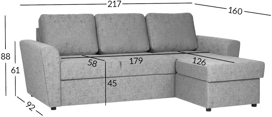 Home4You Kampinė sofa-lova INGA pilka