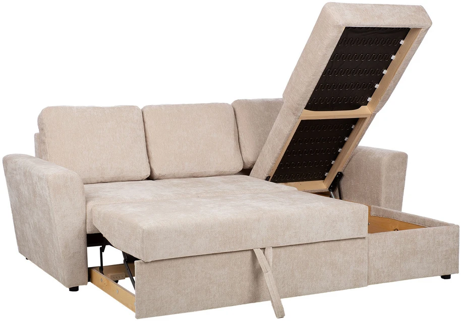 Home4You Kampinė miegamoji sofa „INGA“, smėlio spalvos