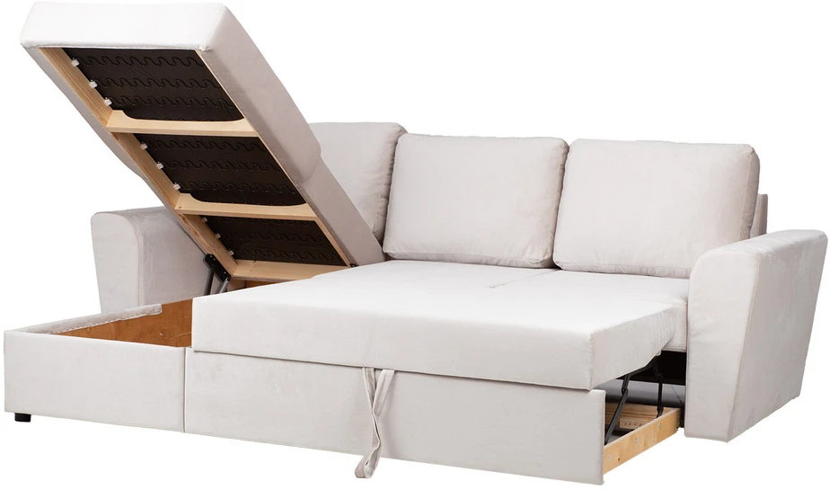Home4You Kampinė miegamoji sofa „INGMAR“, smėlio spalvos