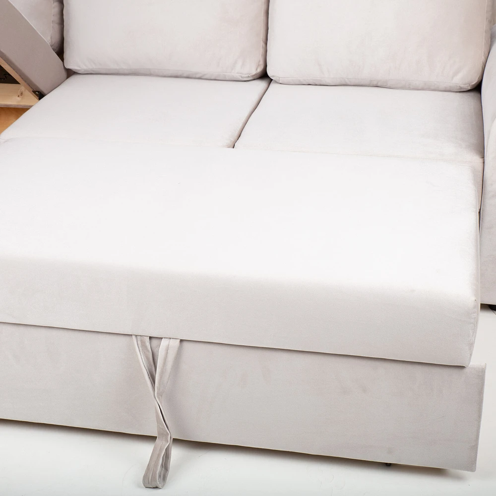 Home4You Kampinė miegamoji sofa „INGMAR“, smėlio spalvos