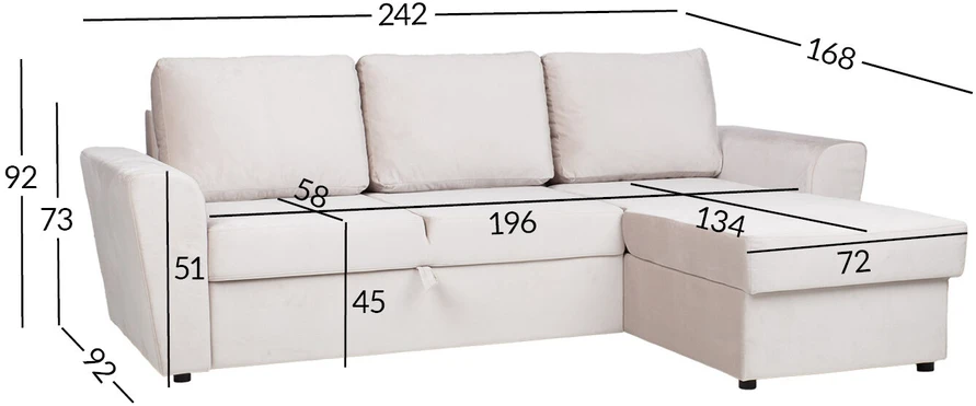 Home4You Kampinė miegamoji sofa „INGMAR“, smėlio spalvos