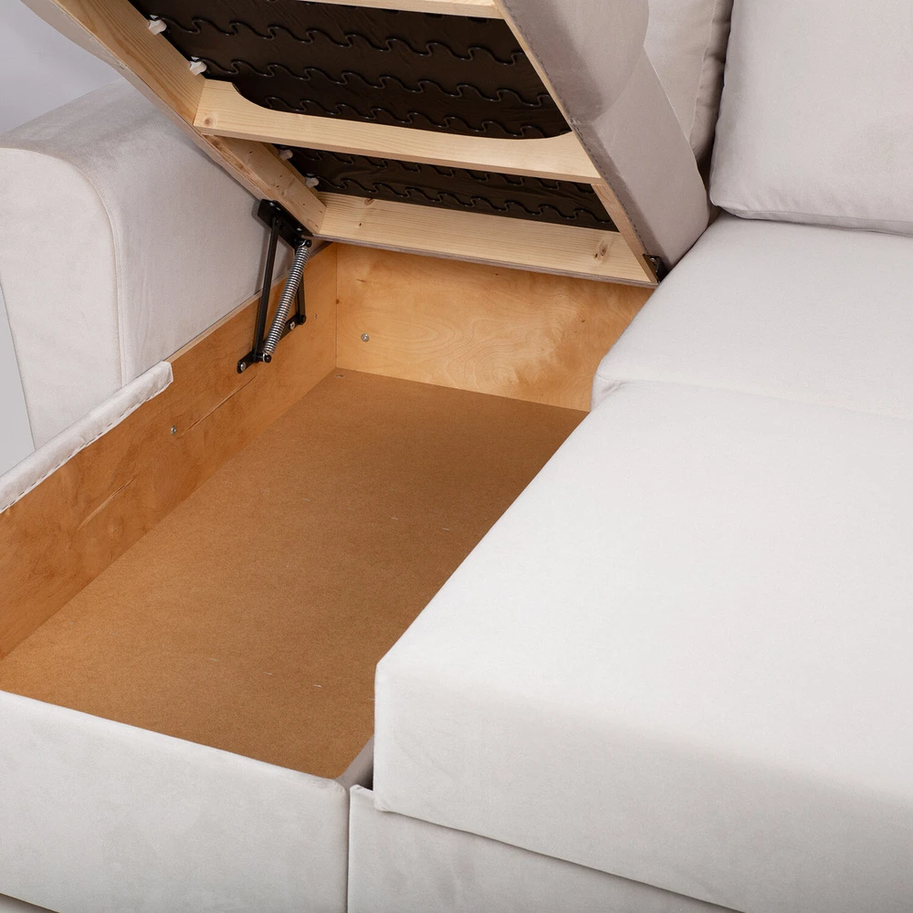 Home4You Kampinė miegamoji sofa „INGMAR“, smėlio spalvos