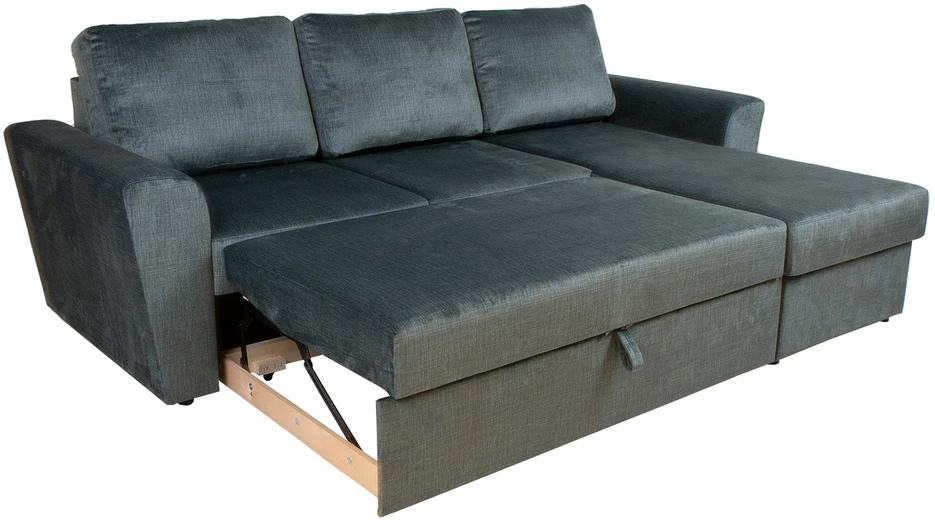 Home4You Kampinė sofa-lova INGMAR, tamsiai pilka