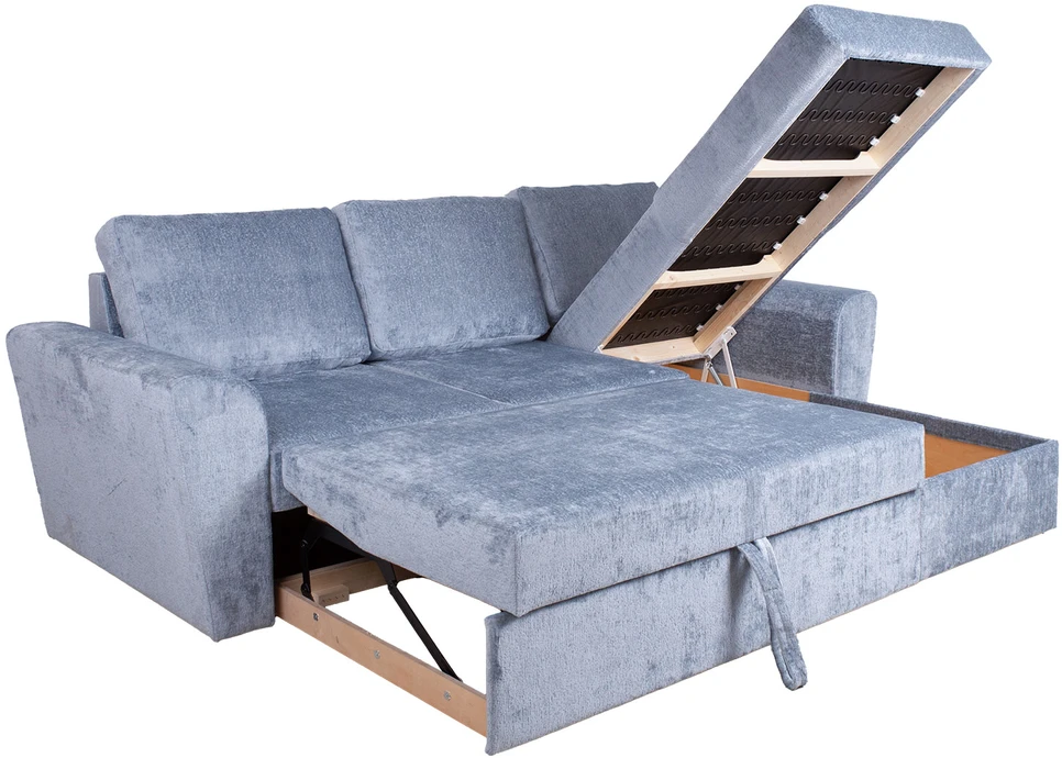 Home4You Kampinė sofa-lova INGMAR melsvai pilka