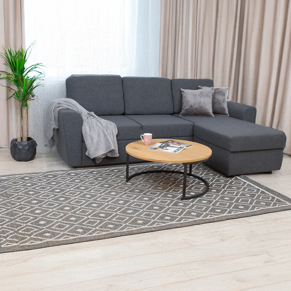 Home4You Kampinė sofa lova INGMAR, tamsiai pilka