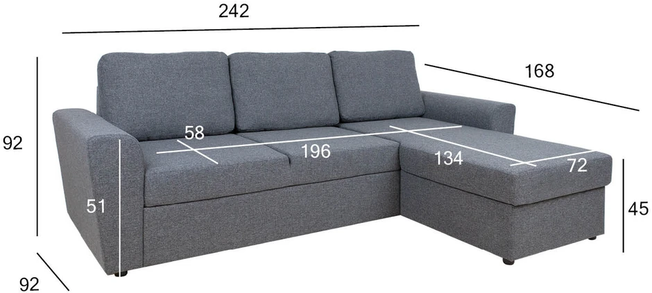 Home4You Kampinė sofa lova INGMAR pilka
