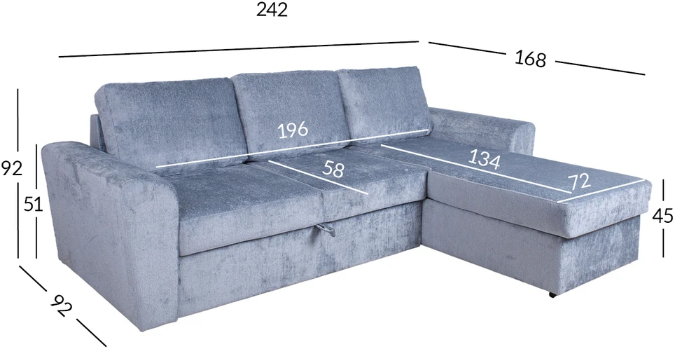 Home4You Kampinė sofa-lova INGMAR melsvai pilka