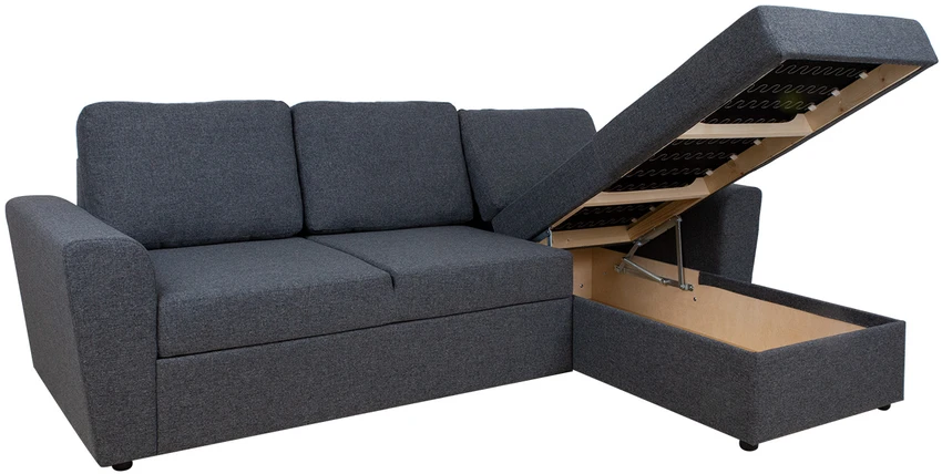 Home4You Kampinė sofa lova INGMAR, tamsiai pilka