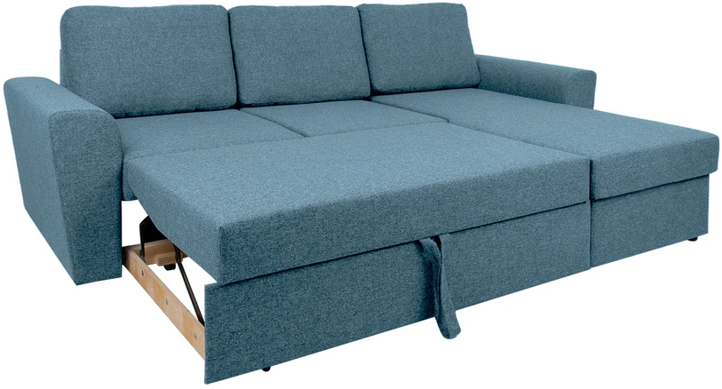 Home4You Kampinė sofa lova INGMAR, šviesiai mėlyna