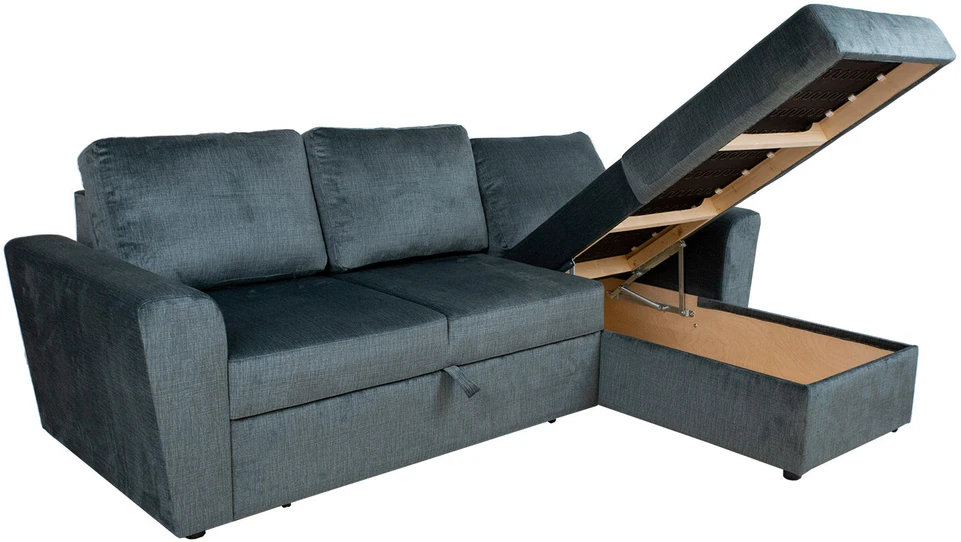 Home4You Kampinė sofa-lova INGMAR, tamsiai pilka