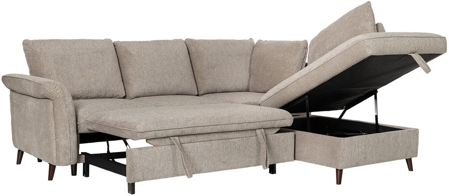 Home4You Kampinė sofa-lova LINDY RC Šviesiai ruda