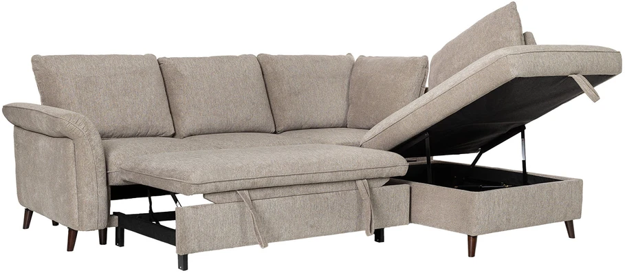 Home4You Kampinė sofa-lova LINDY RC Šviesiai ruda