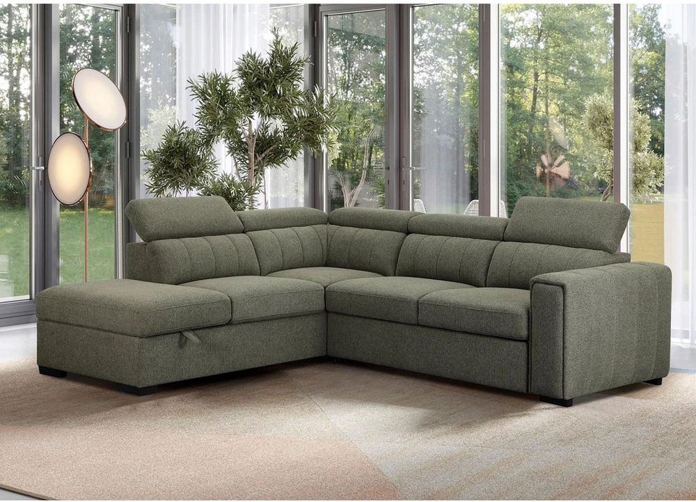 Home4You Kampinė sofa-lova ODELIA-2 LC, šviesiai žalia