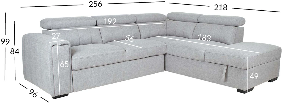 Home4You Kampinė sofa-lova ODELIA-2 RC, pilka