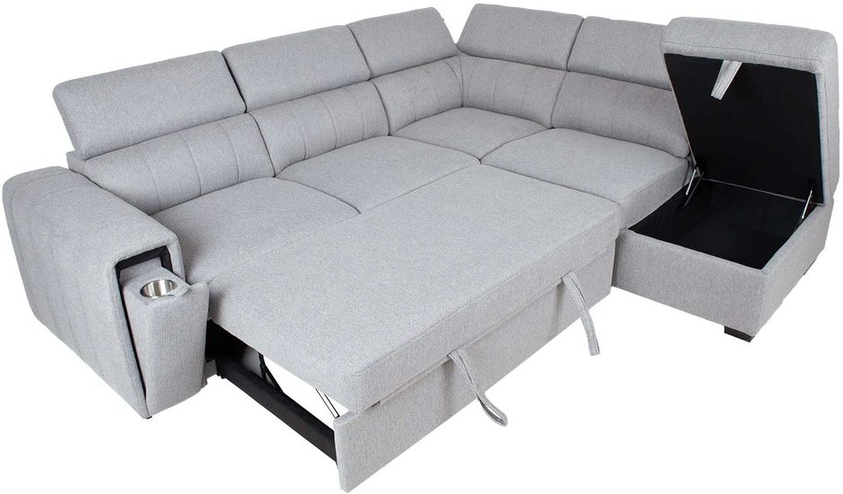 Home4You Kampinė sofa-lova ODELIA-2 RC, pilka