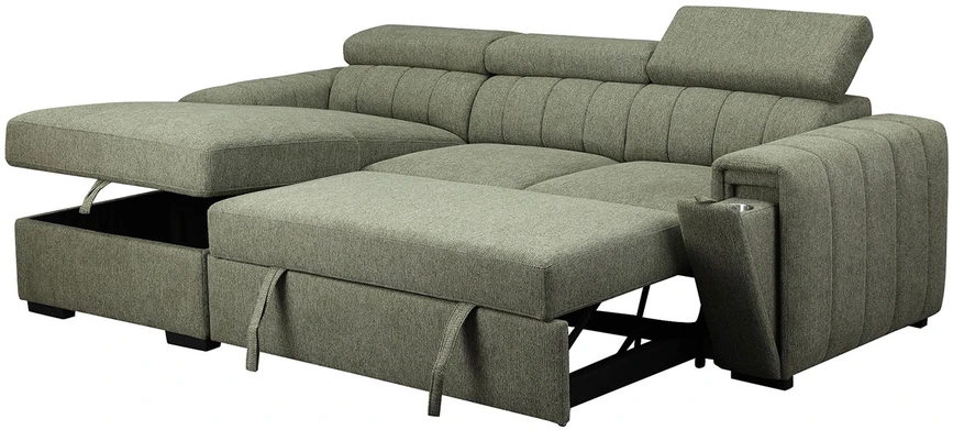Home4You Kampinė sofa-lova ODELIA LC, šviesiai žalia