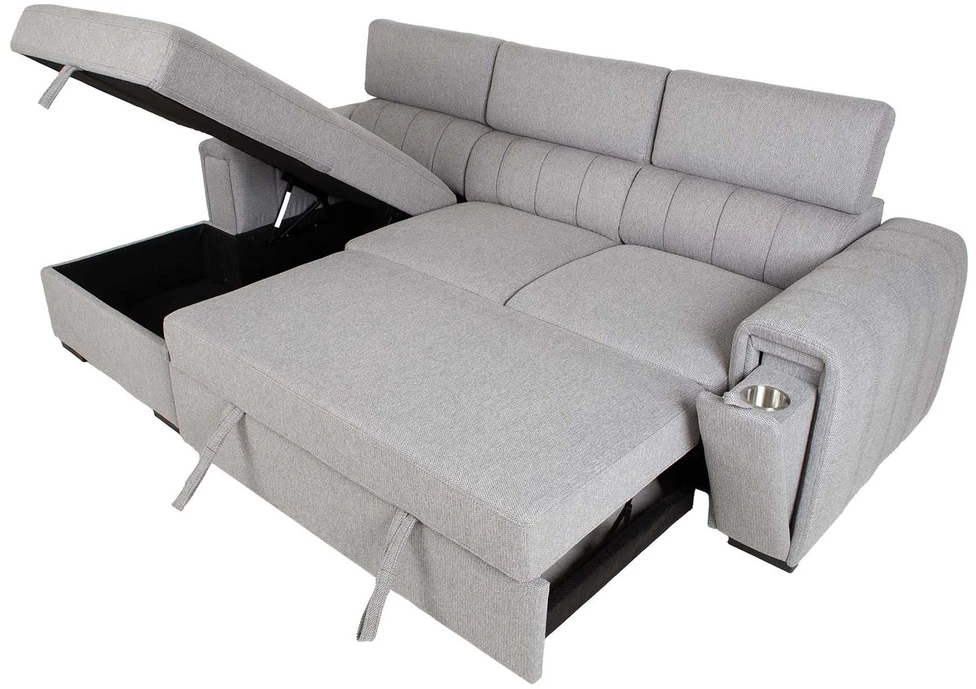Home4You Kampinė sofa-lova ODELIA LC, pilka