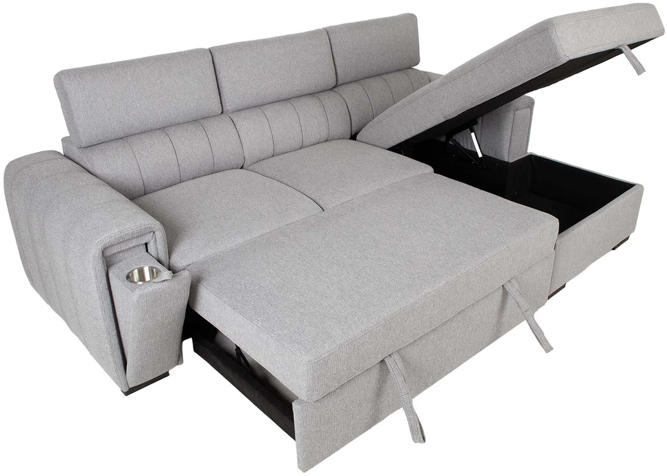 Home4You Kampinė sofa-lova ODELIA RC, pilka