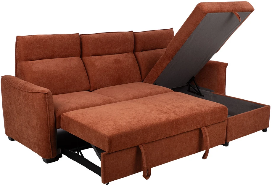 Home4You Kampinė sofa-lova „SCALA“, rusvos rudos spalvos