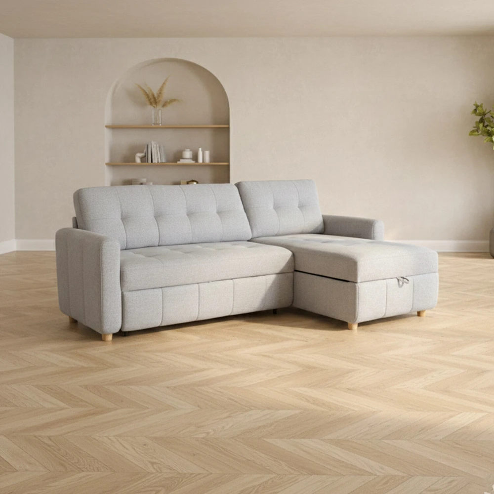 Home4You Kampinė sofa-lova WAIOLA pilka