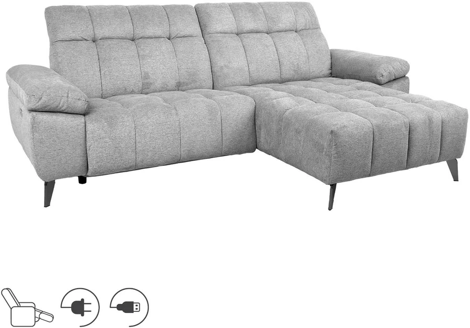 Home4You Kampinė sofa LUZERN RC, elektrinis atlošas, šviesiai pilka