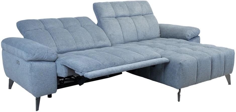 Home4You Kampinė sofa LUZERN RC, elektrinis atlošas, melsvai pilka