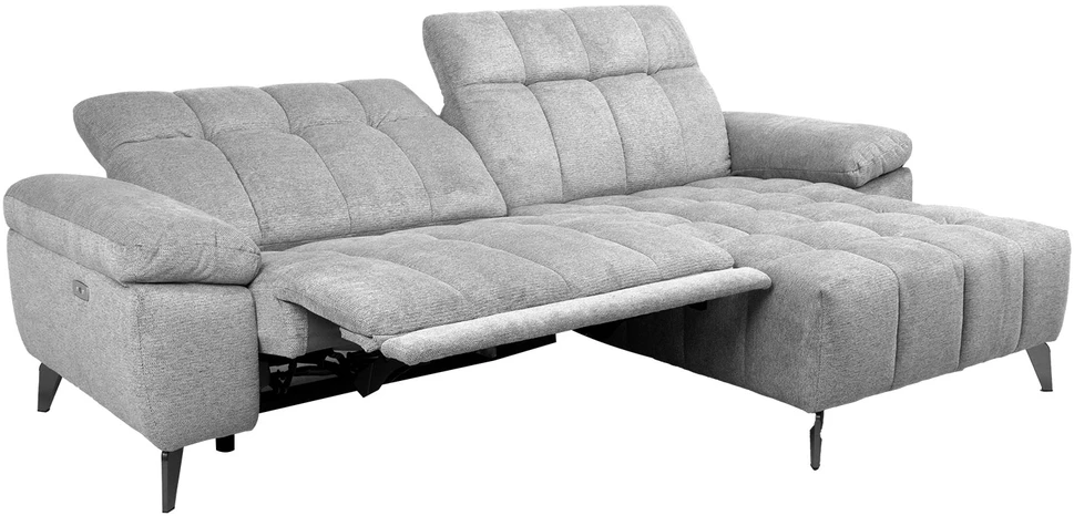 Home4You Kampinė sofa LUZERN RC, elektrinis atlošas, šviesiai pilka