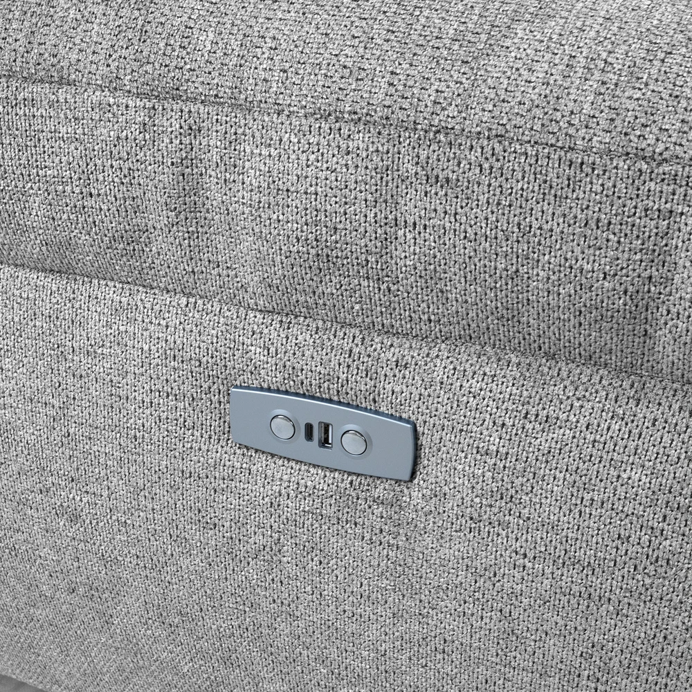 Home4You Kampinė sofa LUZERN RC, elektrinis atlošas, šviesiai pilka