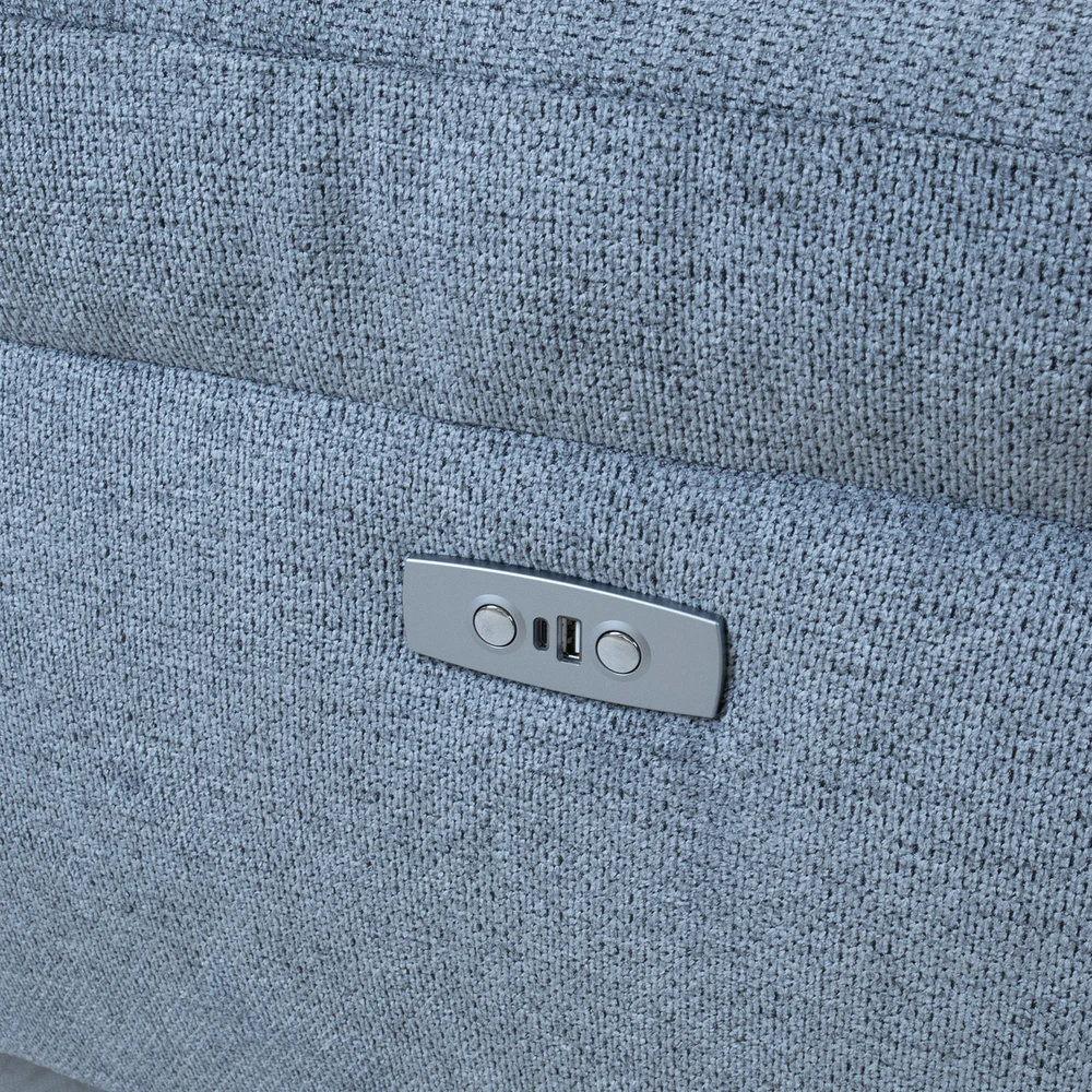 Home4You Kampinė sofa LUZERN RC, elektrinis atlošas, melsvai pilka