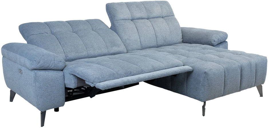 Home4You Elektrinė Kampinė sofa LUZERN dešinioji kampinė, melsva