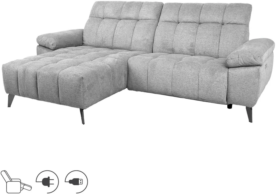 Home4You Elektrinė kampinė sofa LUZERN KK, pilkas