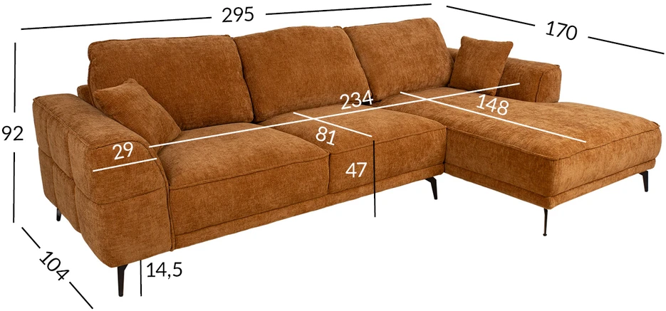 Home4You Kampinė sofa OLIVIA RC, ruda