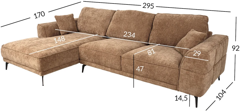 Home4You Kampinė sofa OLIVIA KK, smėlio