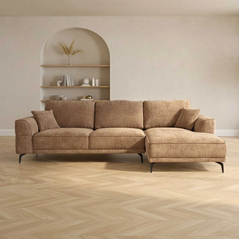 Home4You Kampinė sofa OLIVIA RC, smėlio spalvos
