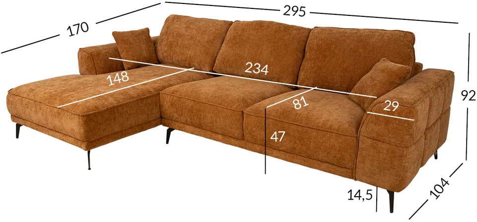 Home4You Kampinė sofa OLIVIA LC, ruda
