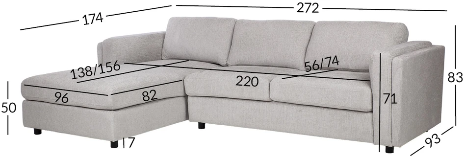 Home4You Kampinė sofa SIRE LC, pilka