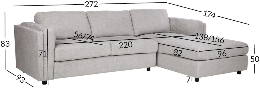Home4You Kampinė sofa SIRE RC Pilka