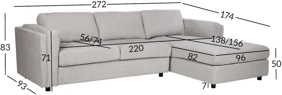 Home4You Kampinė sofa SIRE RC, pilka